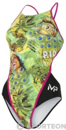 Women's swimwear Michael Phelps Corco Lady Open Back Green/Yellow