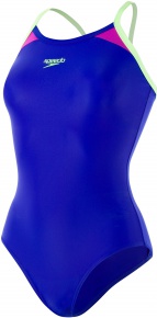Women's swimwear Speedo Thinstrap Racerback Chroma Blue/Bright Zest/Neon Orchid