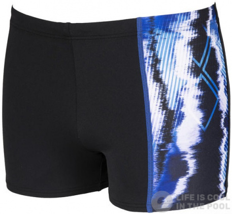 Men's swimsuit Arena Infinite Stripe Short Black/Neon Blue/Multi