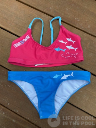 Women's swimwear BornToSwim Sharks Bikini Blue/Pink