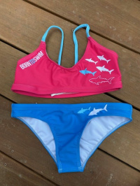 Women's swimwear BornToSwim Sharks Bikini Blue/Pink