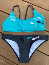 Women's swimwear BornToSwim Sharks Bikini Black/Turquoise