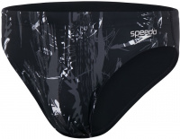 Men's swimsuit Speedo Allover 7cm Brief Black/White/USA Charcoal