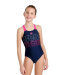 Girl's swimsuit Arena Girls Swimsuit V Back Graphic Navy/Freak Rose