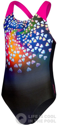 Girl's swimsuit Speedo Digital Placement Splashback Girl Black/Punchy Pink/Blue Flame/Yellow