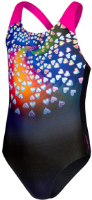 Girl's swimsuit Speedo Digital Placement Splashback Girl Black/Punchy Pink/Blue Flame/Yellow