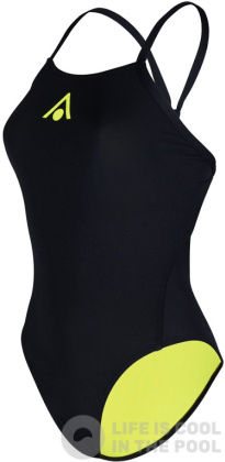 Women's swimwear Aqua Sphere Essential Tie Back Black/Yellow