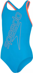 Girl's swimsuit Speedo Boomstar Logo Placement Flyback Girl Pool/Siren Red