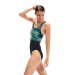 Women's swimwear Speedo Placement Digital Powerback Black/Green Glow/Marine Blue