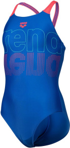 Girl's swimsuit Arena Girls Swimsuit V Back Graphic Royal/Fluo Red