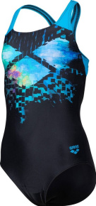 Girl's swimsuit Arena Girls Multi Pixels Swim Pro Back Black/Turquoise