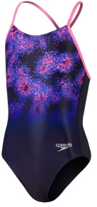 Girl's swimsuit Speedo Placement Lane Line Back Girls Navy/Pink/Cobalt Pop