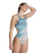 Women's swimwear Arena Planet Water Swimsuit Challenge Back Blue Cosmo/White Multi