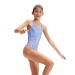 Girl's swimsuit Speedo Printed Medalist Girl Baja Blue/Neon Violet/White