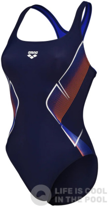 Women's swimwear Arena My Crystal Swimsuit Control Pro Back Navy/Neon Blue