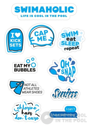 Swimaholic Swimming Stickers