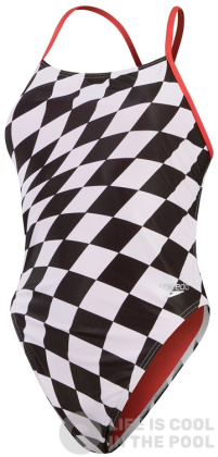 Speedo Womens Allover Digital Tie Back Chequered Flag