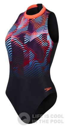 Speedo Printed Hydrasuit Black/Plum Dandy